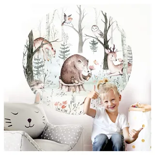 Little Deco Wandtattoo Waldtiere Bär Eule Reh DL562 XL - 120 cm