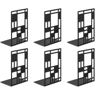 INNOPLUS Buchstütze, Buchstützen Metall, Buchstütze schwarz 3 Paar, Buchständer, Bookends, Buchstützen, Book Holder CD Kinder Metall, Bücher Halter für Regal