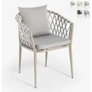 Verve gepolsterter Outdoor-Seilstuhl mit Armlehnen mit Kissen - Grau - Grau