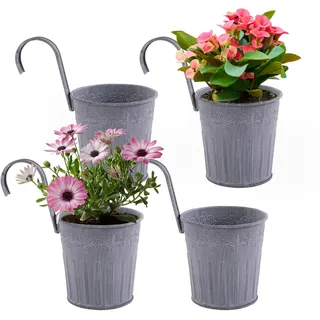 CITÉTOILE 4er Set Hängender Blumentopf Metall mit Haken Vintage Style Balkon Blumentopf Hängend Für Dekotation Balkon Draussen Innenwand Garten Wand