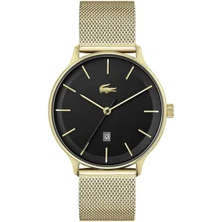 Lacoste Analog Quarzuhr für Herren Kollektion Club mit Goldfarben Edelstahl-Mesh-Gliederarmband - 2011224