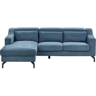 BELIANI 4-Sitzer Ecksofa Blau Chenille Stoffbezug L-Förmig mit Chaiselongue Rechtsseitig 3 Dekokissen Breite Armlehnen Dicke Sitzkissen Modern - Blau, Schwarz