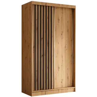 altdecor Kleiderschrank, Eiche Artisan, Schwarz, Holzwerkstoff, 120x216x61 cm, Schlafzimmer, Kleiderschränke