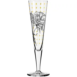 Ritzenhoff Champagnerglas , Schwarz, Goldfarben , Glas , 205 ml , 7.2x24.0x7.2 cm , Fsc, Made in Germany , Gläser, Champagnergläser & Sektgläser