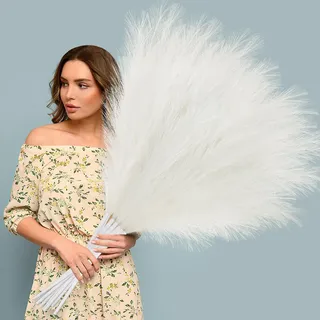 BlueCloudy Pampasgras Groß XXL, 4 Stück Künstliches Pflanzen Gras 120CM Flauschige Kunstblumen für Schlafzimmer Boho Dekoration Wohnzimmer Bodenvase Tischdeko