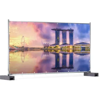 Wallario XXL Outdoor-Poster für Garten oder Balkon, Motiv Abenddämmerung in Singapur, in ca. 340 x 173 cm - Schwarz