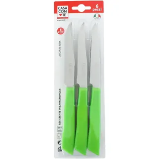 Pratesi Confezione 6 COLTELLI Bist.cm.11 Verde Linea Happy Color, 18/8 Stainless Steel, Multicolour, One Size