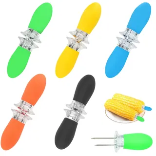 10 Stück Maiskolben Spieße Maiskolben Halter in Edelstahl Maiskolbenhalter Mit Silikongriff Mais Spieße für BBQ Grillgabelspieße für Grillen Küche Camping Partys Picknick