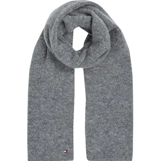 Tommy Hilfiger Strickschal »ESSENTIAL FLAG FUZZY SCARF«, mit Logostickerei, grau