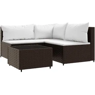 vidaXL 4-tlg. Garten-Lounge-Set mit Kissen braun/weiß
