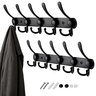 Relaxdays Garderobenleiste 2er Set Schwarz