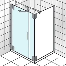 HSK K2P Drehtür und Nebenteil für Seitenwand, Größe: 90,0 x 200,0 cm, Türanschlag links, Duschkabinen: Chromoptik: ESG klar