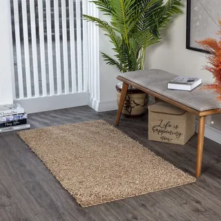 livabliss Surya Home Shaggy Berber Teppich Läufer - Flauschiger Teppich für Wohnzimmer, Schlafzimmer, Berber Langflor Hochflor Teppich Weiss flauschig - Teppich Läufer 80x150 cm Läufer Flur in Hellbeige