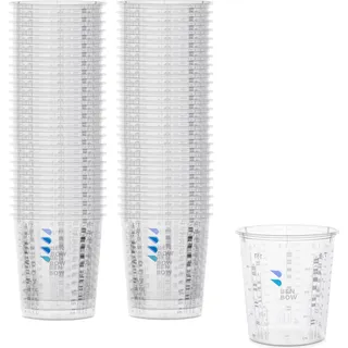 Benbow Profi-Messbecher mit Deckel 50x 680ml mit vielfältiger Skalierung - Becher mit Skala, Lackmischbecher, Meßbecher, Lackbecher