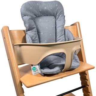 LaLoona Sitzverkleinerer für Hochstuhl Stokke Tripp Trapp - weiches Baby Sitzpolster aus Baumwolle, OEKO-TEX Standard 100 geprüft und maschinenwaschbar, gemustert - Grau