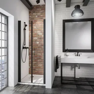 Schulte Pendeltür für Nische Alexa Style 2.0 Mattschwarz 192 cm x 90 cm