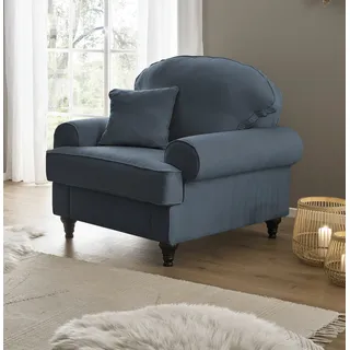 Sessel "Adelina" in blau Landhaus Loungesessel 110 cm - Blau