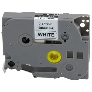 G&G Schriftband 12mm x 8m sw-ws komp. m. Brother Tze-231