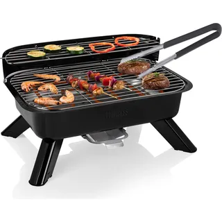 Hybridgrill eckig Grillzange Elektro-& Holzkohlegrill für Garten Balkon Camping