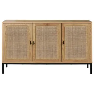 Calicosy Sideboard mit 3 Türen aus Rattan - L120 cm , Holzwerkstoff , 40x72x120 cm , Kleinmöbel, Kommoden, Sideboards