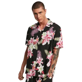 Urban Classics Viscose Aop Resort Kurzarmhemd - Dark jungle - XS