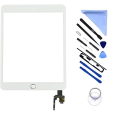 Digitizer Screen Ersatz für I Pad 7,9" Mini 3 3. Generation A1599 A1600 IC Anschluss mit Home Taste, (LCD Nicht enthalten) + vorinstallierter Klebstoff + Werkzeuge (Weiß) (Weiß)