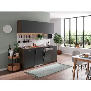 Respekta Küchenzeile 195 cm Grau-Eiche York Nachbildung