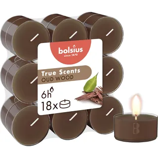 Bolsius True Scents 18 Duftteelichter Oud Wood 39 mm
