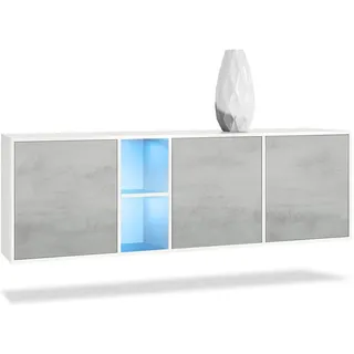 Vladon Sideboard Cuba Türen in Beton Oxid Optik , Holzwerkstoff , 182x53x35 cm , Kleinmöbel, Kommoden, Sideboards