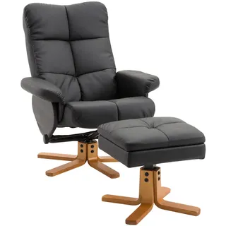 Homcom Relaxsessel Kunstleder 80 x 99 x 86 cm Schwarz mit Hocker