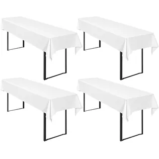 Pesonlook 4Stück Biertisch Tischdecke Weiß für Biertisch, 250 x 100 cm
