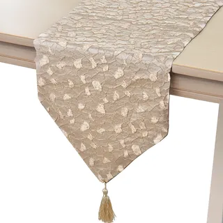 DRW Tischläufer aus Polyester, cremefarben, 30 x 1 x 180 cm