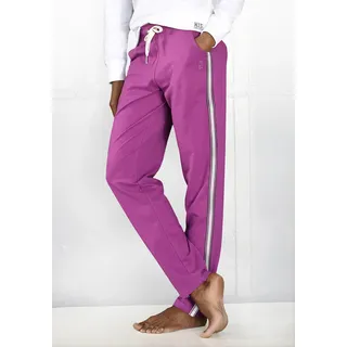 Homewearhose H.I.S, Damen, Gr. 44/46, N-Gr, lila (beere), Sweatware, Obermaterial: 77% Baumwolle, 20% Polyester, 3% Elasthan, unifarben mit Farbeinsätzen, Basic, bequem lang, Hosen Homewearhose, -Loungehose mit seitlichen Streifen und Eingrifftaschen, Loungewear