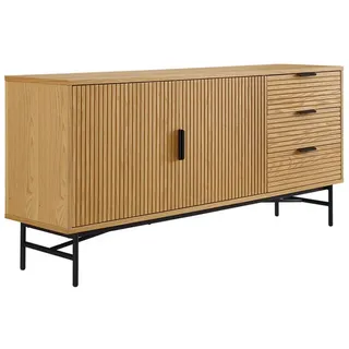 SalesFever Sideboard 160 x 75 x 40 cm Beige/Schwarz