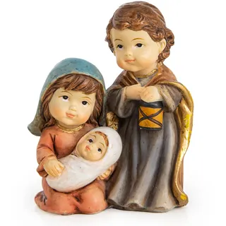 Miniatur-Krippe: Kleine Weihnachtskrippe, Deko Weihnachten, Tischkrippe, Weihnachtsfiguren zum Hinstellen, Krippenfiguren Innen, Weihnachtsdeko Figuren, Figur Heilige Familie, Dekofigur Klein, 7 cm