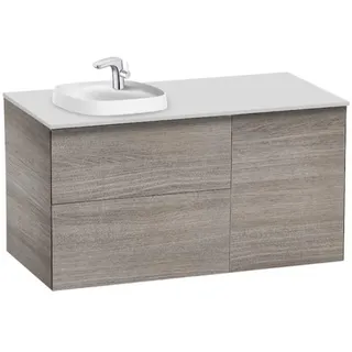 Waschbecken links + Unterschrank 2 Schubladen + 1 Tür Unik Beyond Roca, 100 x 50 x 52 cm, Eiche (Referenznummer: A851408402)