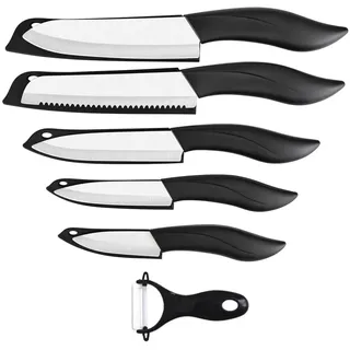 Astylway Keramikmesser Set 6-teilige Keramikmesser gefärbt mit Abdeckung Küchenmesser Set beinhaltet Schäler 3-Zoll-Paring Messer Brotmesser 6-Zoll kleines Kochmesser