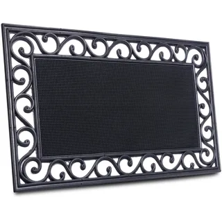 HANSE Home Fußmatte »Mix Mats Gusseisen-Optik Gummi Center, Türmatte« rechteckig 8 mm Höhe Strapazierfähig, pflegeleicht, robust, wetterfest, UV-beständig, schwarz
