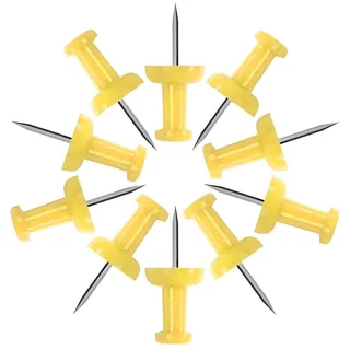 VAPKER Reißzwecken, 120 Stück, solide gelbe Reißnägel, größere Größe, Kunststoffkopf mit Stahlspitze für Pinnwand