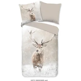 Good Morning Wendebettwäsche »Snowydeer« 2 Stk. tlg. Flanell, Biber, Baumwolle, Winter, Warm, Wendeoptik, Reh, Hirsch, Sand good morning Sand B/L: cm x cm