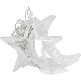 LED Lichtervorhang Innen 3x1M, Stern Mond Weihnachtsbeleuchtung, 120er LEDs Lichterkette Batteriebetrieben Party Fenster Wand Balkon Hochzeit Deko - Bunt