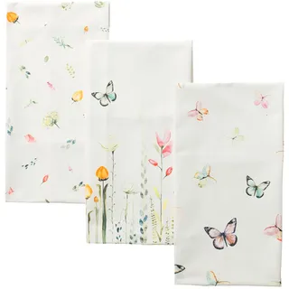 Maison d' Hermine Botanical Fresh 100% Baumwolle Set von 3 Multi-Purpose Küchenhandtuch | Bar Handtücher | Frühling/Sommer (50 cm X 70 cm)
