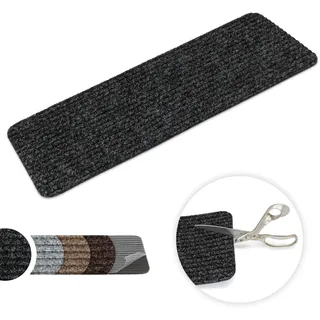 Kettelservice-Metzker Stufenmatte Treppenteppich Tulus Rechteckig Aufleger selbstklebend 60x25cm Anthrazit 20 Stück