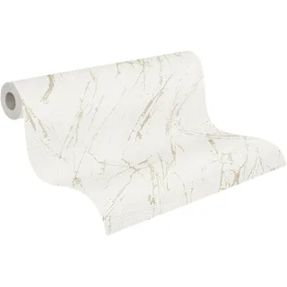 A.S. Création Vliestapete mit Marmoroptik Weiß, Metallic 10,05 m x 0,53 m