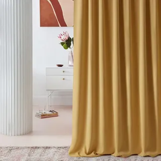 ROOM99 Vorhang mit Ösen Laurel 140 x 260 cm Senf, 1 Stück | Verdunkelung Blickdicht Schiebegardinen Curtain Wohnzimmer Schlafzimmer