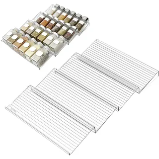 Junhonze 4 StüCk GewüRzregal Schublade – KüChenschubladen Organizer – GewüRzregal Ausziehbar, FüR Wohnungen, Wohnmobile, Restaurants, Vorratskammern