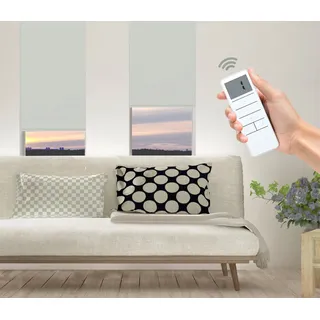 Elektrisches Rollo GOOD LIFE "Vau - SMART HOME" Gr. 5, weiß (stein, weiß, weiß), B:80cm H:150cm, Kunststoff, Metall, Polyester, Rollos, Elektrisches Rollo, mit Fernbedienung