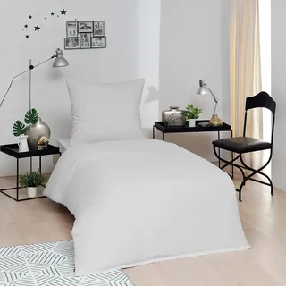 Brielle Bettwäsche Set aus 100% Baumwolle 135 x 200 cm Weiß - Weiß