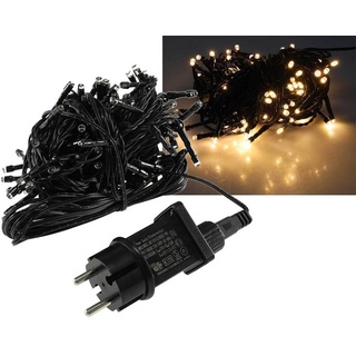 ChiliTec LED Lichterkette Aussen 10 Meter mit 100 LEDs Schwarzes Kabel Spritzwassergeschützt IP44 Beleuchtung Garten Haus Balkon Terrasse Warmweiß