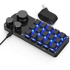 BRIMFORD Mechanische Makro-Tastatur,Kabellose Programmierbare 2.4G-Custom-Gaming-Tastatur mit Hot-Swap-Unterstützung,Mit RGB-Beleuchtungsdock,Mit 2.4G-Empfänger (Schwarz, 15 Tasten/3 Knöpfe)